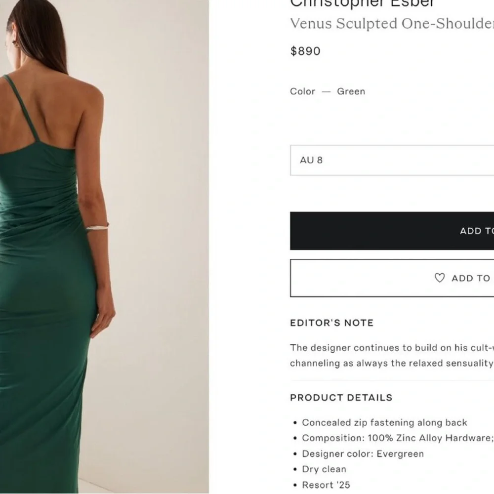 Christopher Esber Venus Sculpted One-Shoulder Maxi Dress AU6 - Picture 3 of 3